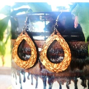Women's Wooden Engraved Earrings